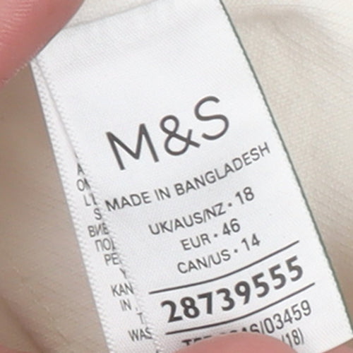 Marks and Spencer Women Ivory Cotton High Waist Mom Shorts Size 18
