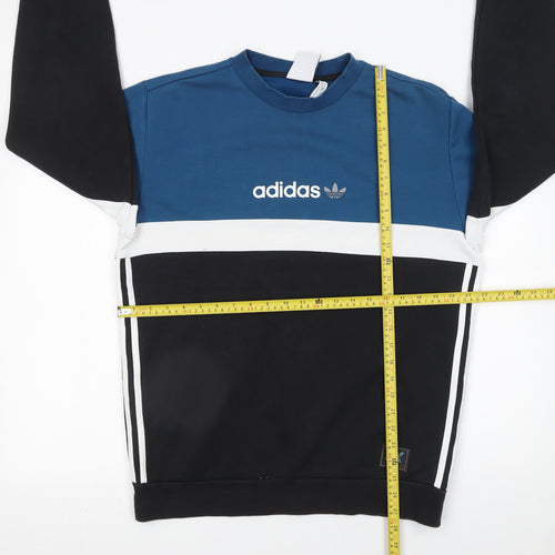 Adidas Men Blue Colour Block Pullover Sweatshirt M Regular Fit