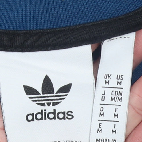 Adidas Men Blue Colour Block Pullover Sweatshirt M Regular Fit