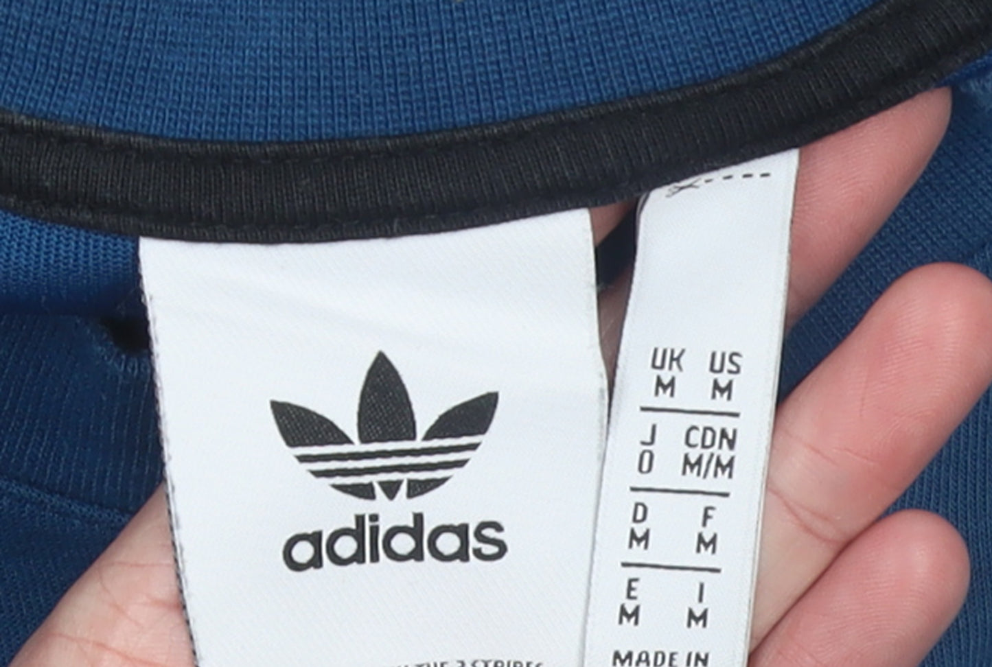Adidas Men Blue Colour Block Pullover Sweatshirt M Regular Fit