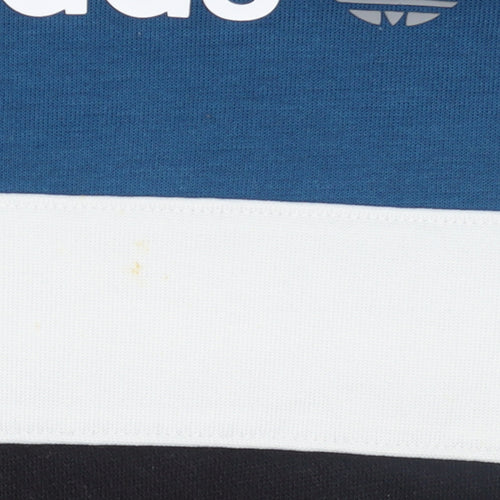 Adidas Men Blue Colour Block Pullover Sweatshirt M Regular Fit