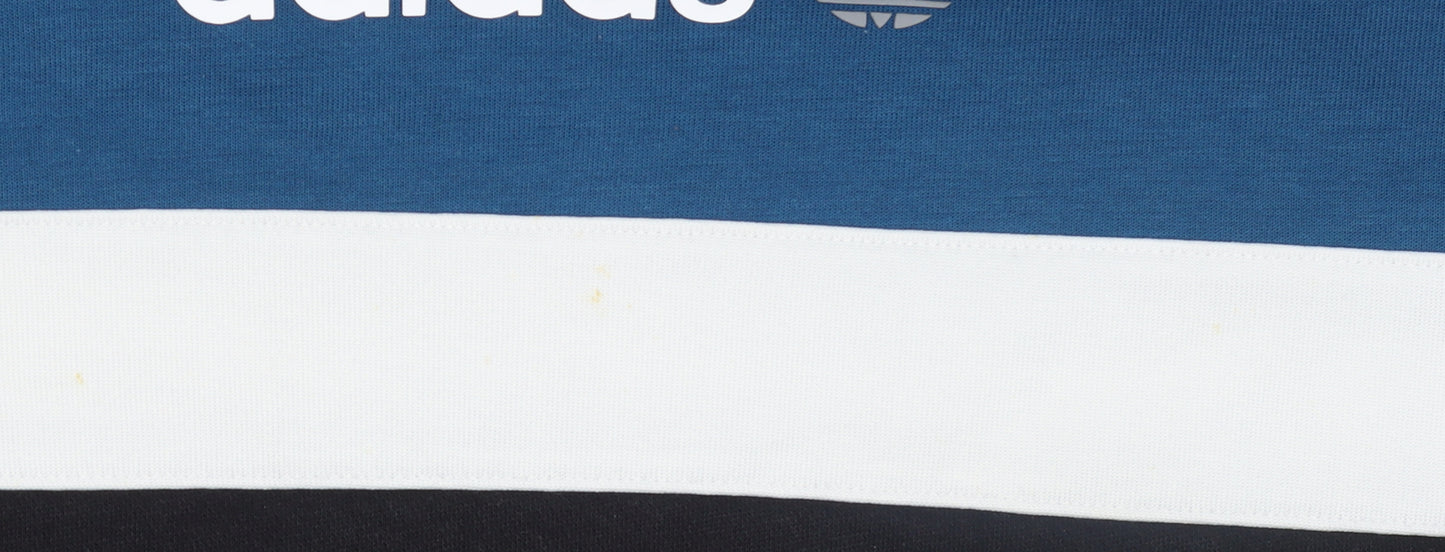 Adidas Men Blue Colour Block Pullover Sweatshirt M Regular Fit
