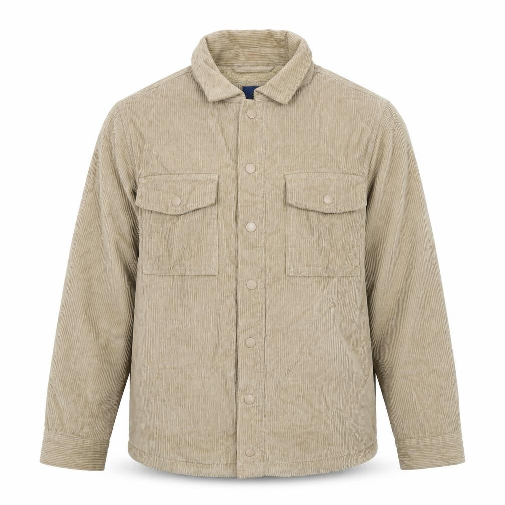 Front view of Cotton Traders Men's Beige Corduroy Lined Jacket, size S