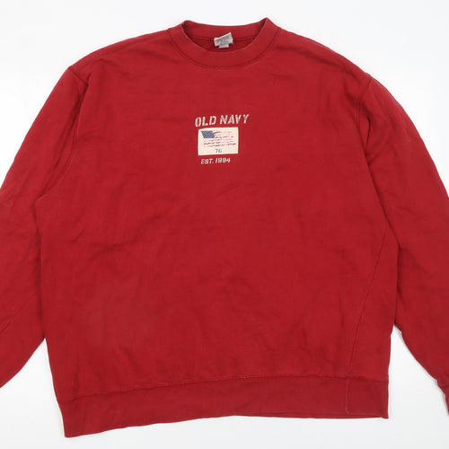 Old Navy Men's Red Crew Neck Pullover Sweatshirt Size L