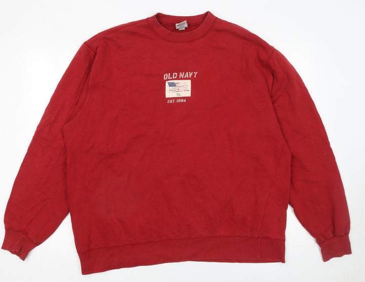 Old Navy Men's Red Crew Neck Pullover Sweatshirt Size L