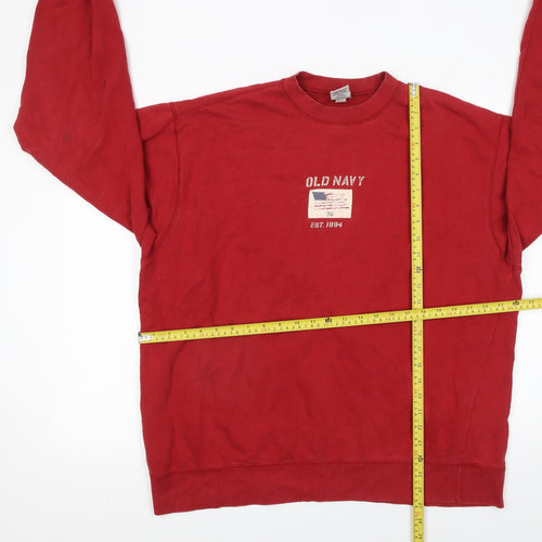 Old Navy Men's Red Crew Neck Pullover Sweatshirt Size L
