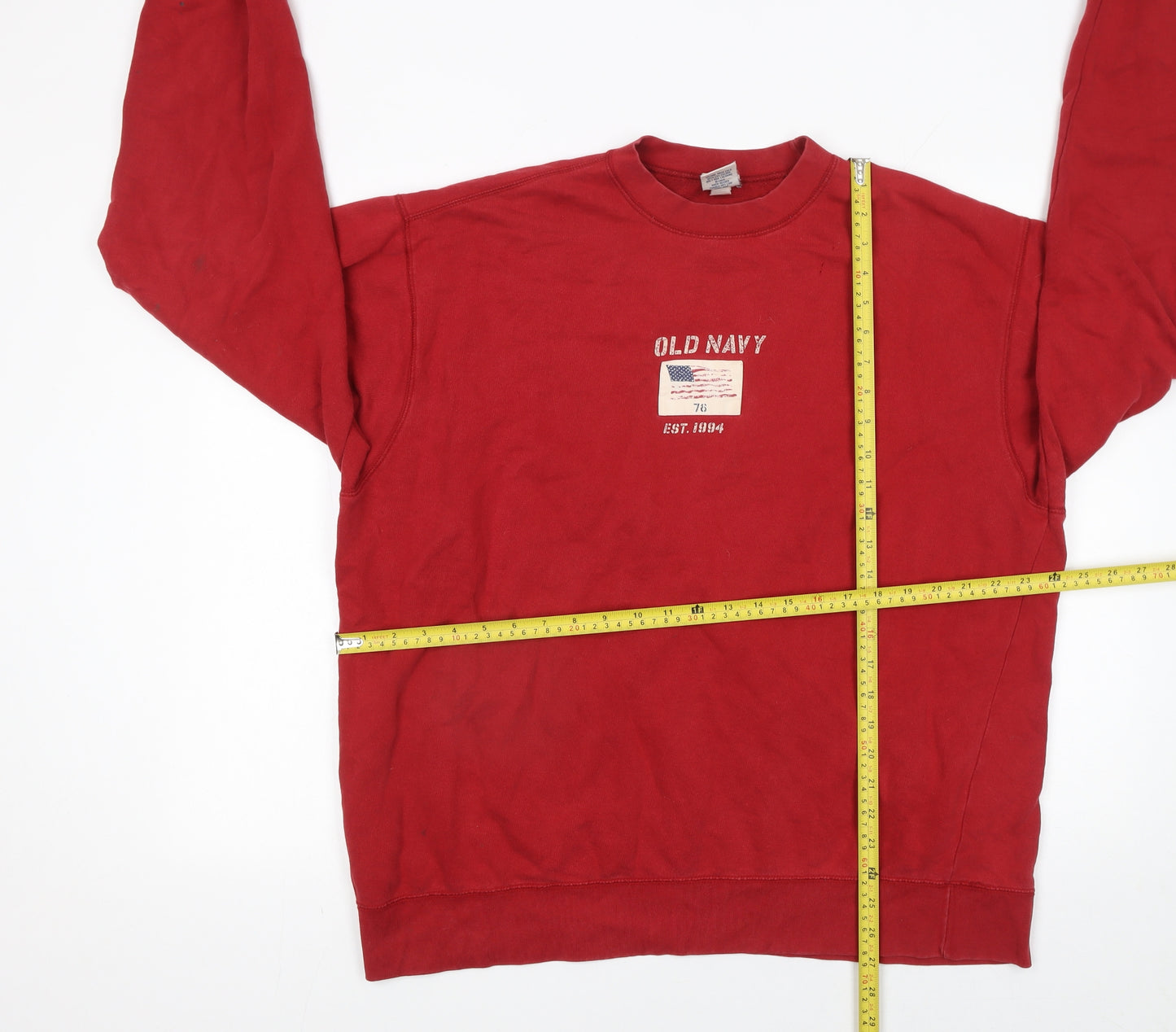 Old Navy Men's Red Crew Neck Pullover Sweatshirt Size L