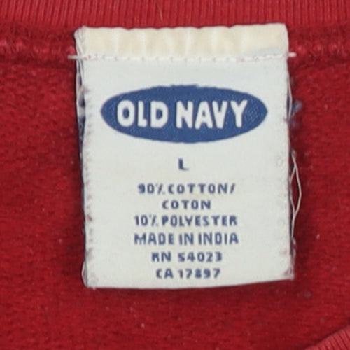 Old Navy Men's Red Crew Neck Pullover Sweatshirt Size L
