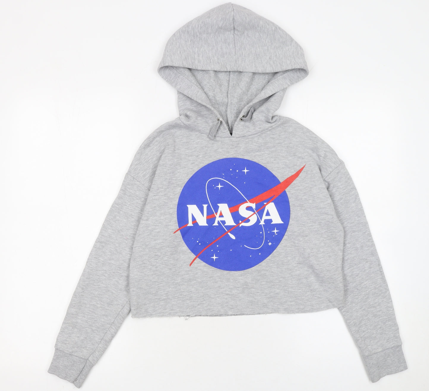 New Look 915 Girls Grey NASA Cropped Hoodie Age 10-11 Years Pullover