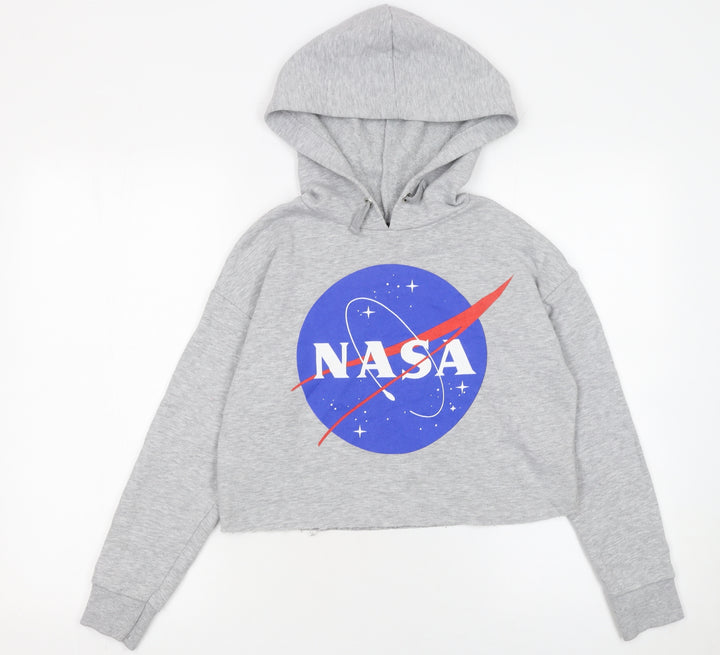 New Look 915 Girls Grey NASA Cropped Hoodie Age 10-11 Years Pullover