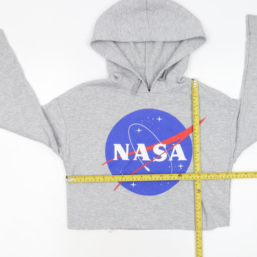 New Look 915 Girls Grey NASA Cropped Hoodie Age 10-11 Years Pullover