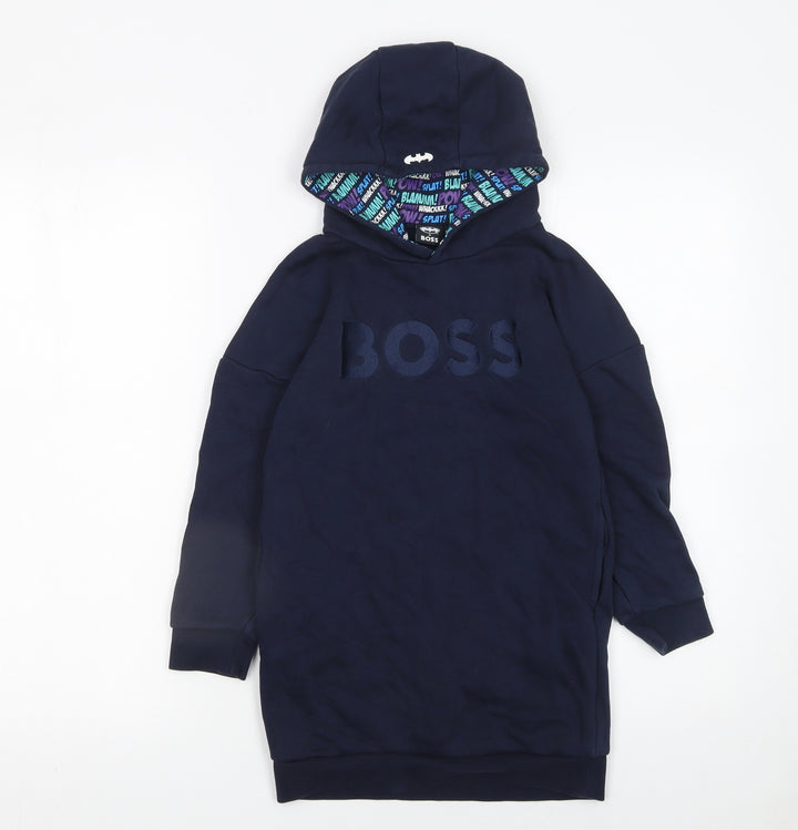 BOSS Boys Blue Batman Logo Pullover Hoodie 12 Years Long Sleeve Cotton Blend