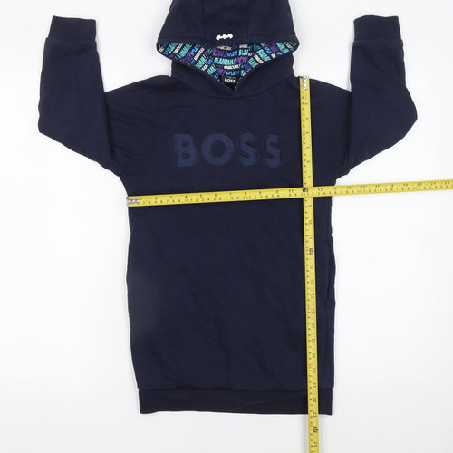 BOSS Boys Blue Batman Logo Pullover Hoodie 12 Years Long Sleeve Cotton Blend