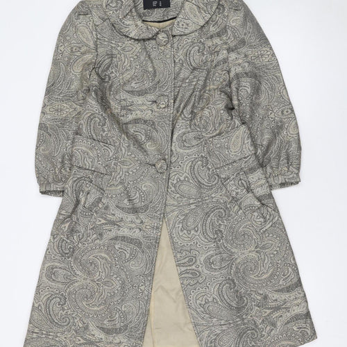 Atmosphere Womens Grey Paisley Long Trench Coat Size 12