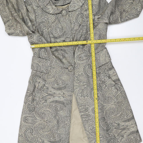 Atmosphere Womens Grey Paisley Long Trench Coat Size 12
