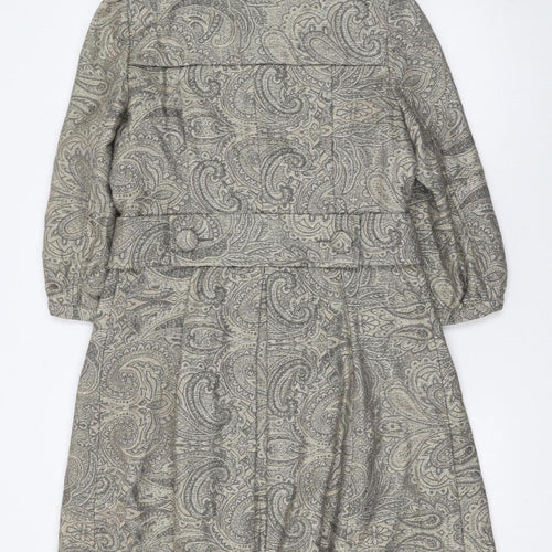 Atmosphere Womens Grey Paisley Long Trench Coat Size 12