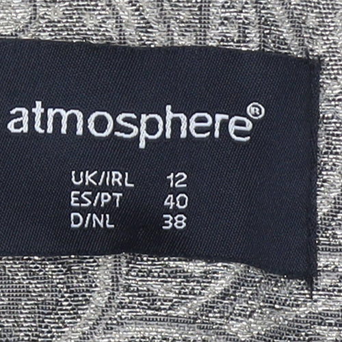 Atmosphere Womens Grey Paisley Long Trench Coat Size 12