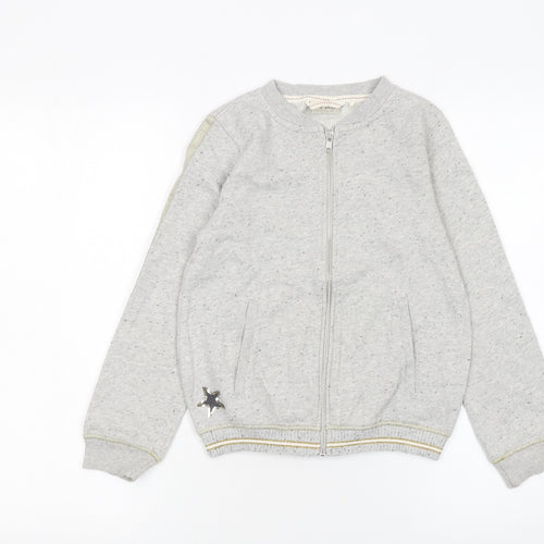 Next Girls Grey Full Zip Sweatshirt 11 Years Cotton Blend Glitter Trim