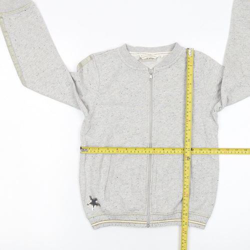 Next Girls Grey Full Zip Sweatshirt 11 Years Cotton Blend Glitter Trim