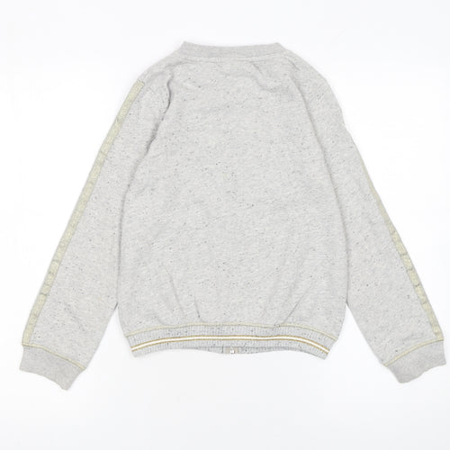 Next Girls Grey Full Zip Sweatshirt 11 Years Cotton Blend Glitter Trim