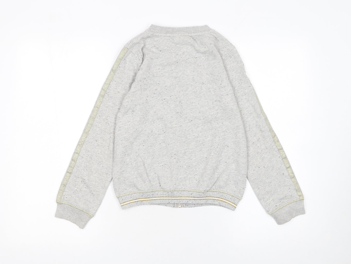 Next Girls Grey Full Zip Sweatshirt 11 Years Cotton Blend Glitter Trim