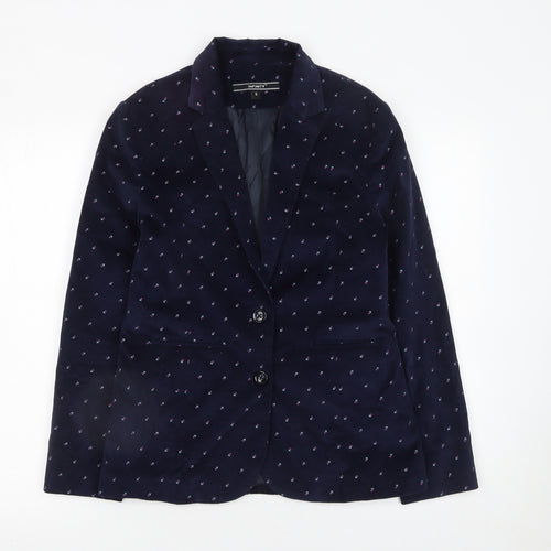 Infinity Women's Navy Floral Corduroy Single-Breasted Blazer Size S