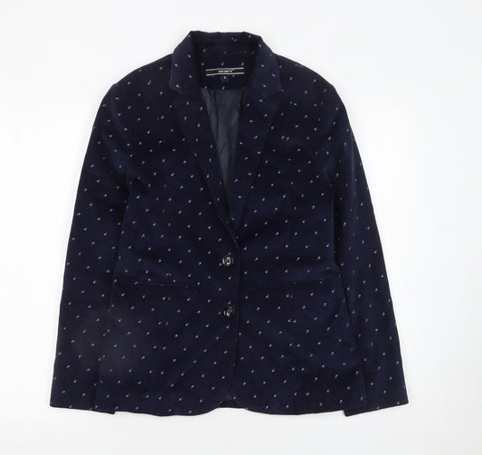 Infinity Women's Navy Floral Corduroy Single-Breasted Blazer Size S