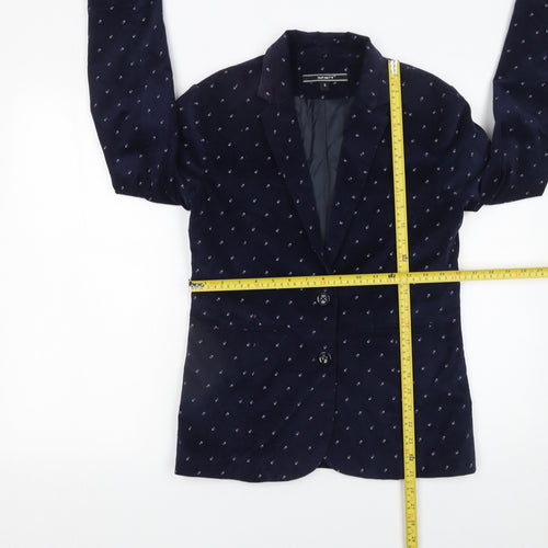 Infinity Women's Navy Floral Corduroy Single-Breasted Blazer Size S