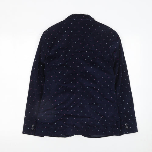 Infinity Women's Navy Floral Corduroy Single-Breasted Blazer Size S