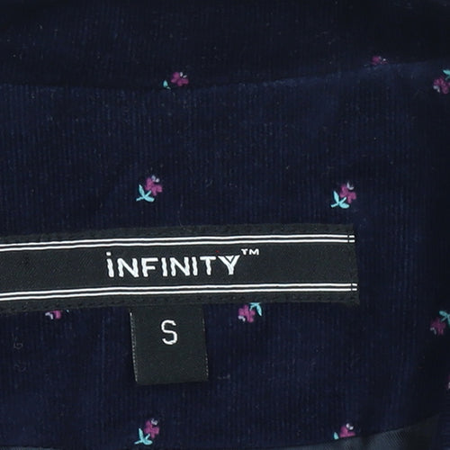 Infinity Women's Navy Floral Corduroy Single-Breasted Blazer Size S