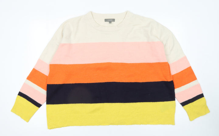 Oasis Women’s Multicoloured Striped Crew Neck Knit Jumper XL