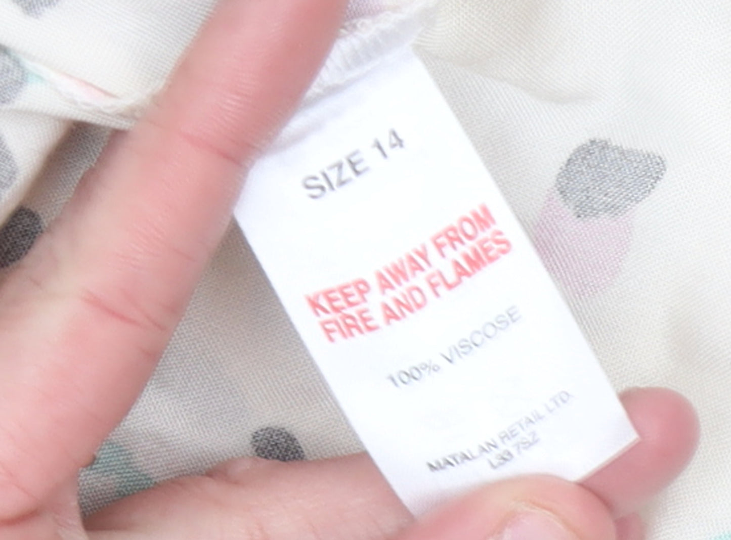 Matalan Women’s Multicoloured Animal Print A-Line Knee Length Dress Size 14