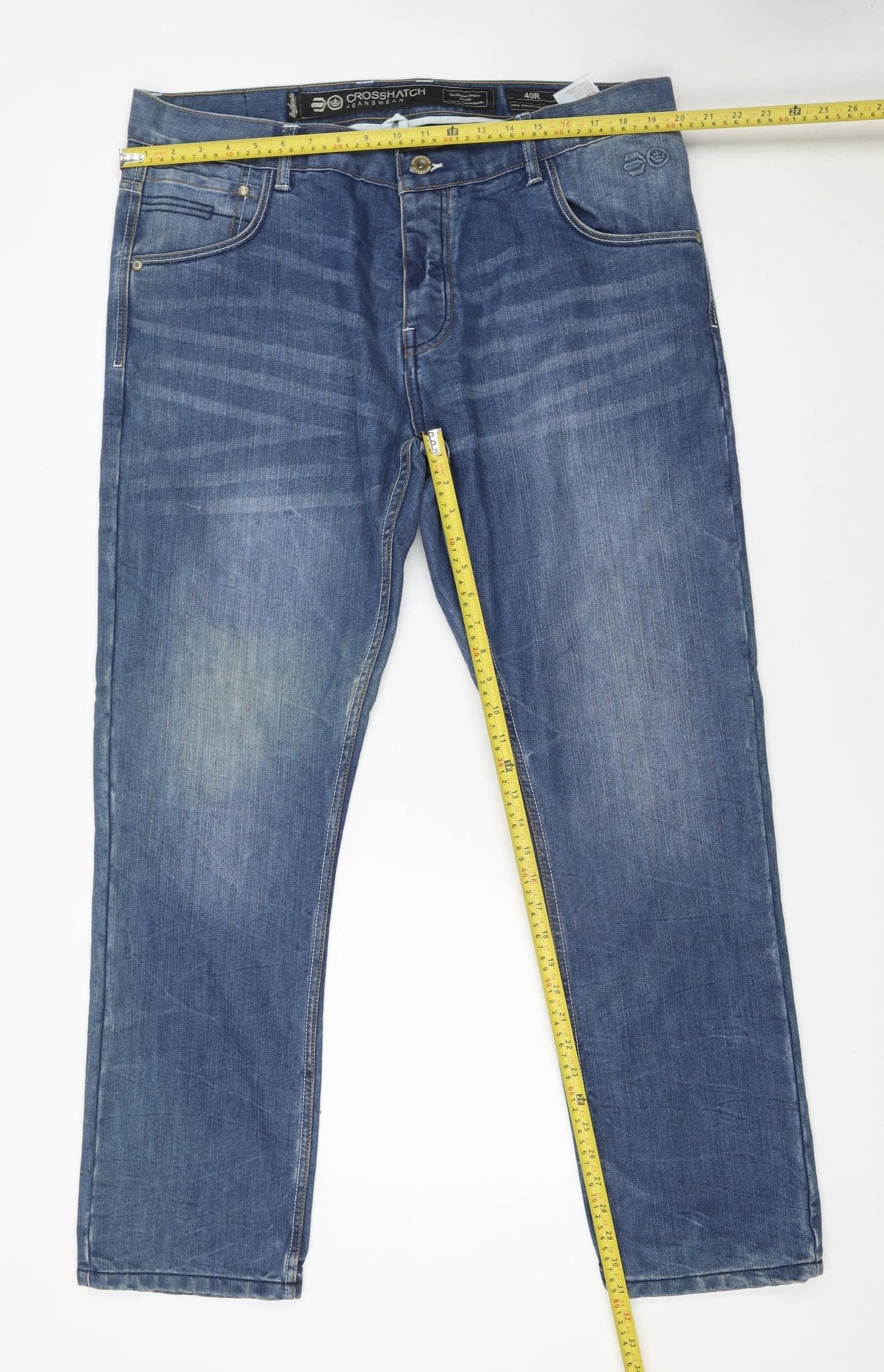 Crosshatch Men’s Blue Regular Fit Straight Denim Jeans W40