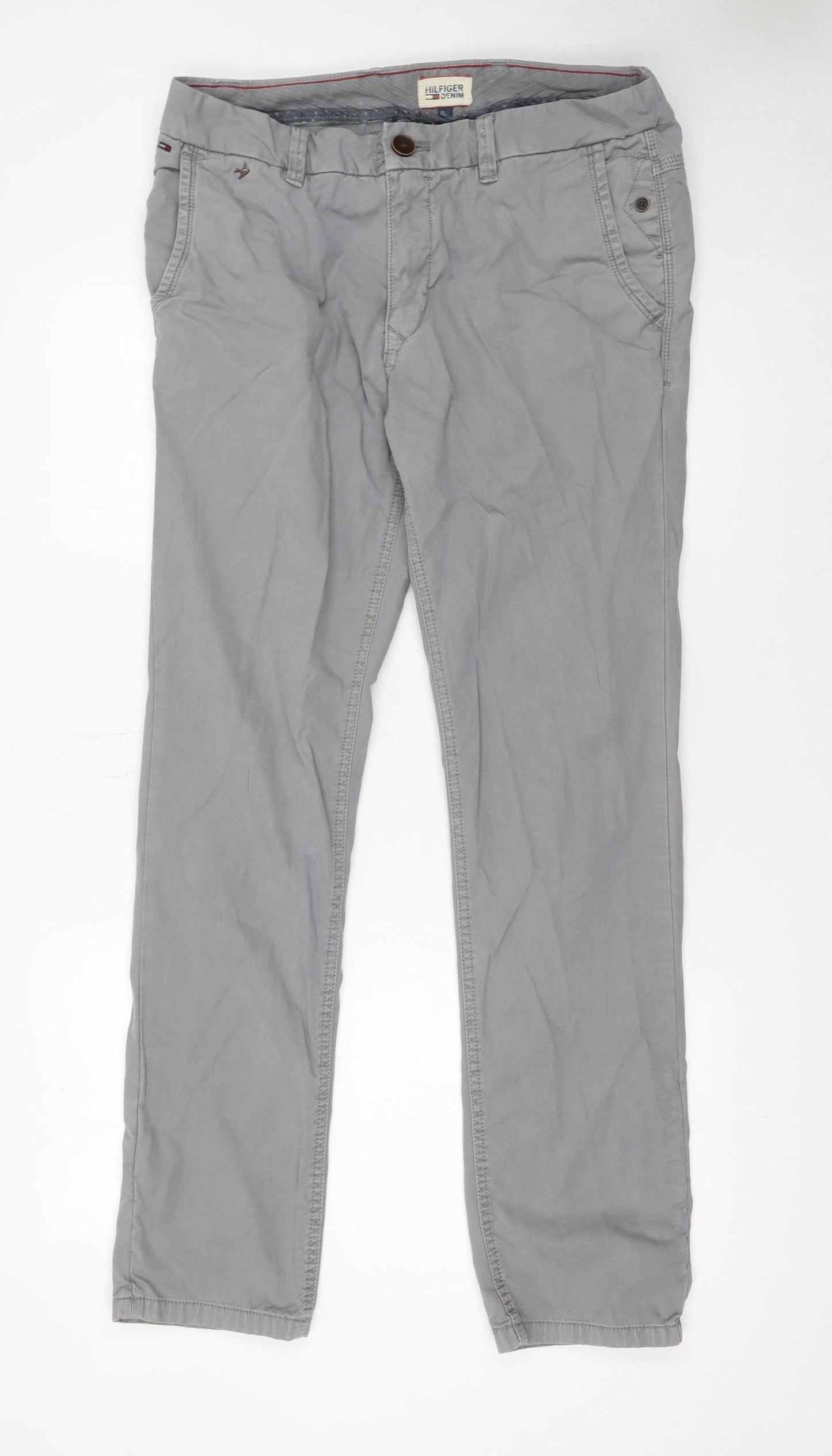 Tommy Hilfiger Men's Grey Chino Trousers 32W 32L Cotton Casual