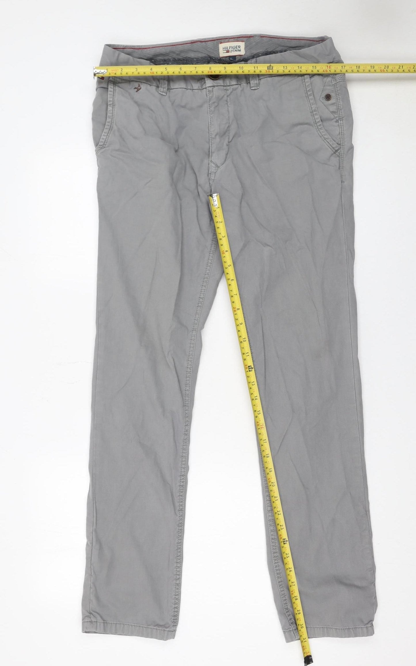 Tommy Hilfiger Men's Grey Chino Trousers 32W 32L Cotton Casual