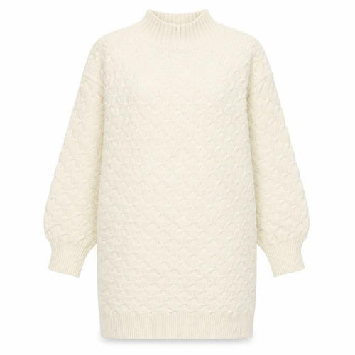 Wild Flower Women Ivory Knit Jumper Dress S/M High Neck Long Sleeve
