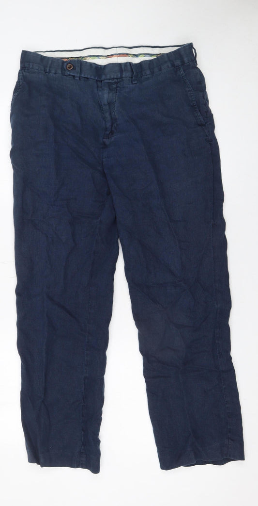 Polo Ralph Lauren Men's Blue Linen Chino Trousers 34/34