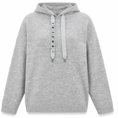 Dunnes Stores Women Grey Marl Hoodie Small Acrylic Blend Beaded Drawstring