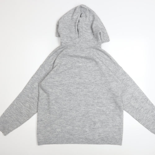 Dunnes Stores Women Grey Marl Hoodie Small Acrylic Blend Beaded Drawstring