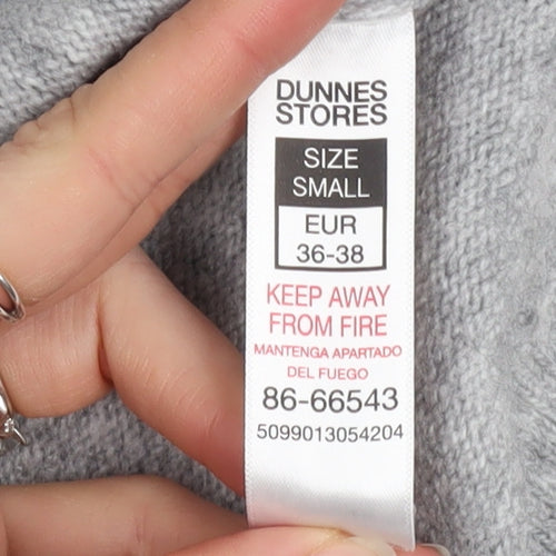 Dunnes Stores Women Grey Marl Hoodie Small Acrylic Blend Beaded Drawstring