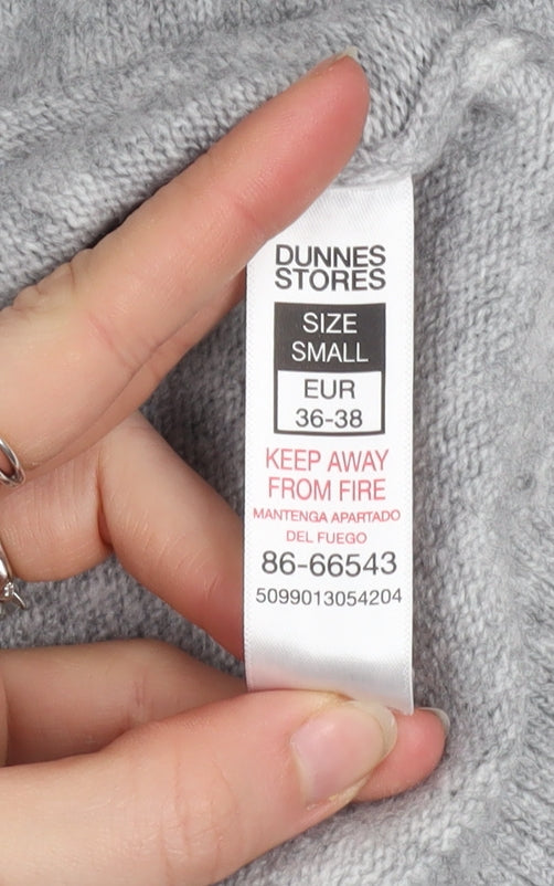 Dunnes Stores Women Grey Marl Hoodie Small Acrylic Blend Beaded Drawstring