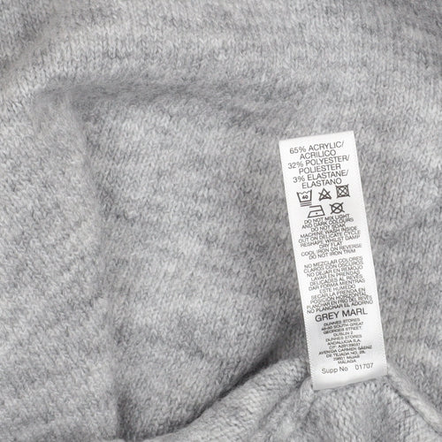 Dunnes Stores Women Grey Marl Hoodie Small Acrylic Blend Beaded Drawstring