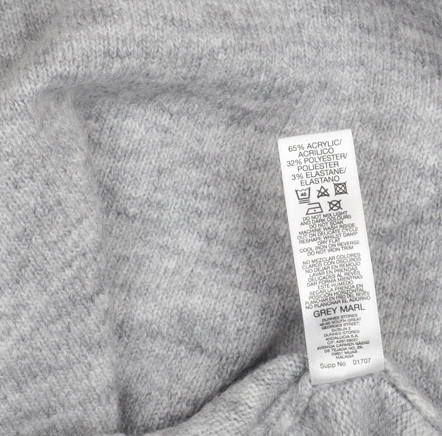 Dunnes Stores Women Grey Marl Hoodie Small Acrylic Blend Beaded Drawstring