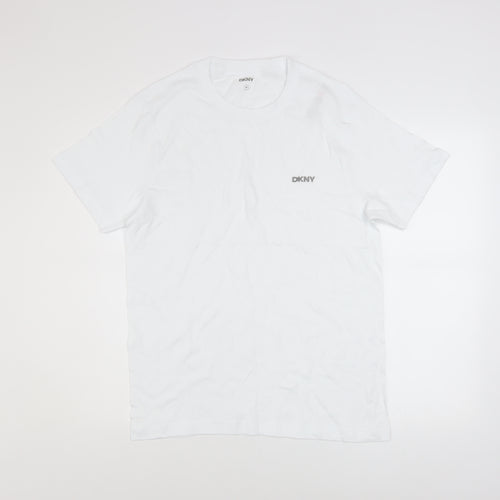 DKNY Men's White Cotton Crew Neck Short Sleeve T-Shirt M