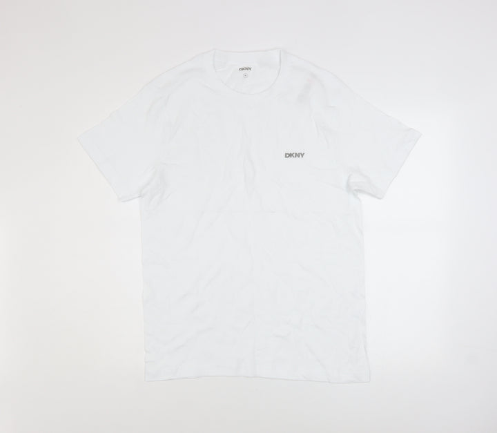 DKNY Men's White Cotton Crew Neck Short Sleeve T-Shirt M