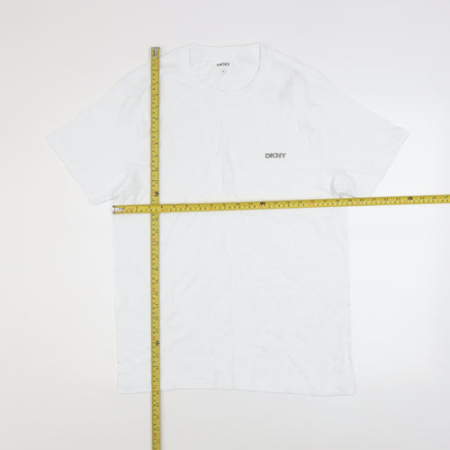 DKNY Men's White Cotton Crew Neck Short Sleeve T-Shirt M