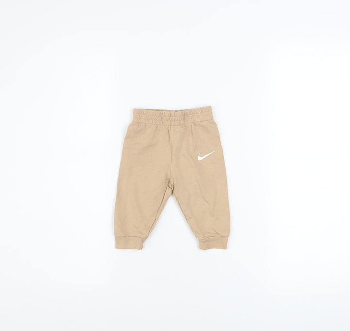 Nike Unisex Baby Beige Jogger Trousers 3-6 Months Cotton Blend