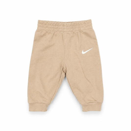 Front view of Nike unisex baby beige jogger trousers 3-6 months cotton blend
