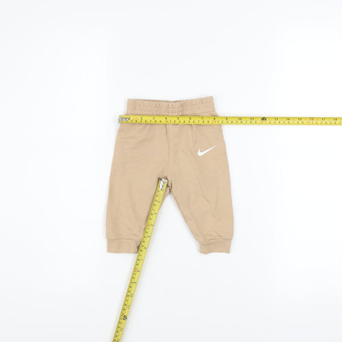 Nike Unisex Baby Beige Jogger Trousers 3-6 Months Cotton Blend