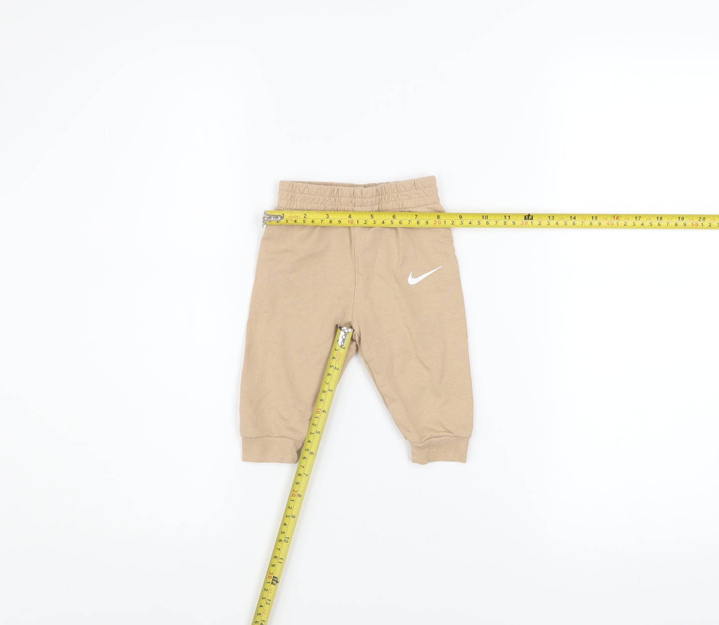 Nike Unisex Baby Beige Jogger Trousers 3-6 Months Cotton Blend
